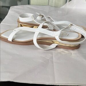Franco Sarto White and Gold Sandals